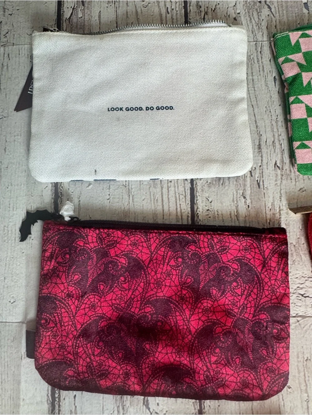 Ipsy Set of 6 Colorful Zip Pouches - Floral, Geometric, Marble & Solid Designs